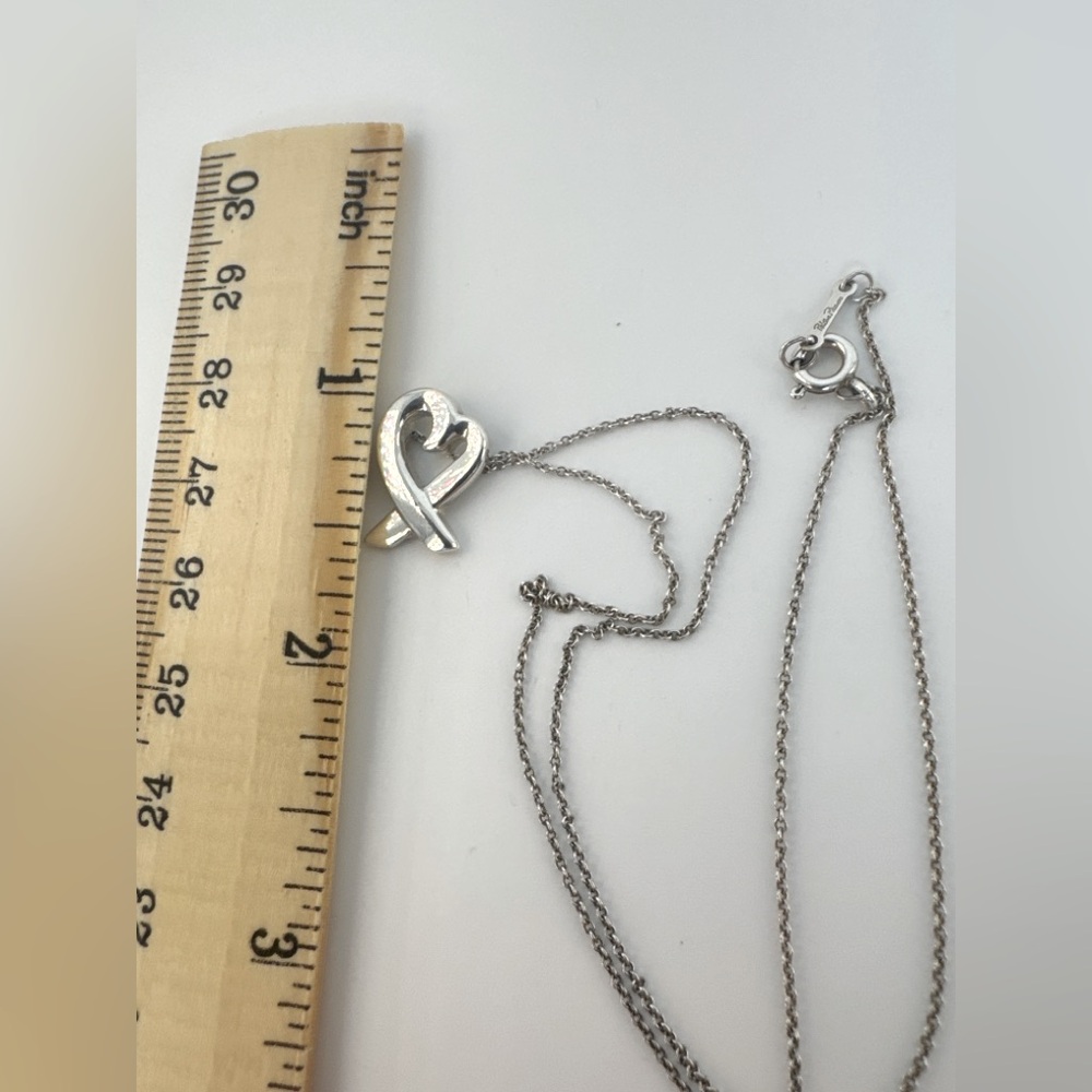 Tiffany & Co. Elsa Peretti Small Open Heart Necklace Sterling Silver 15mm W Box - Picture 6 of 13